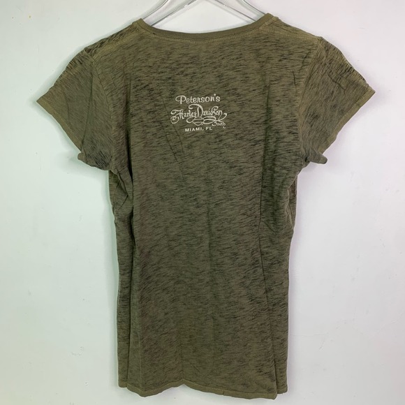 Harley-Davidson Motorcycle Logo Miami Florida Green T-shirt — Women's Size Small - Picture 3 of 6